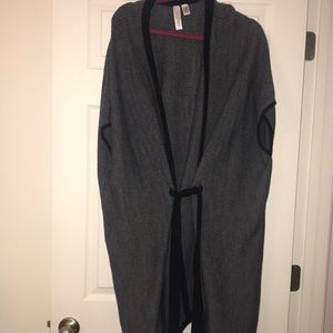 navy and cream oversized cardigan sweater